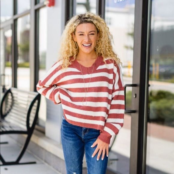 ADORA Sweaters - NWOT Mauve Adora Striped Sweater